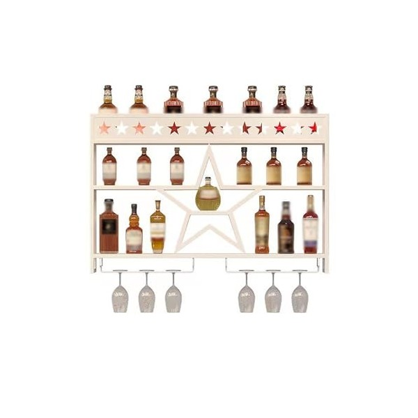 Casier À Vin Mural Suspendu Porte-Verre À Vin Casiers À Vin De Décoration Muraux Casiers À Bouteille Avec Porte-Verre À Pied 