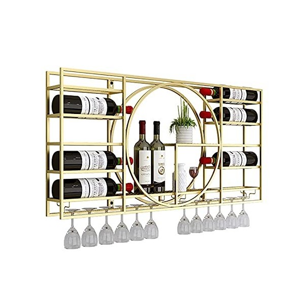 Étagère à vin murale industrielle en fer forgé pour décoration de maison, restaurant, armoire à vin