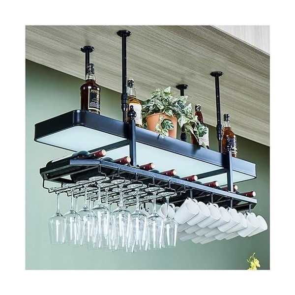 Casier à Vin Mural Étagère à Vin Murale Casier à vin maison/Bar industriel mural avec support en verre, étagères à vin en mét