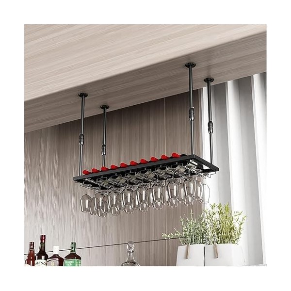 Casier à vin mural Casier à bouteilles de vin au plafond, casier à vin mural réglable en hauteur, support de rangement en ver