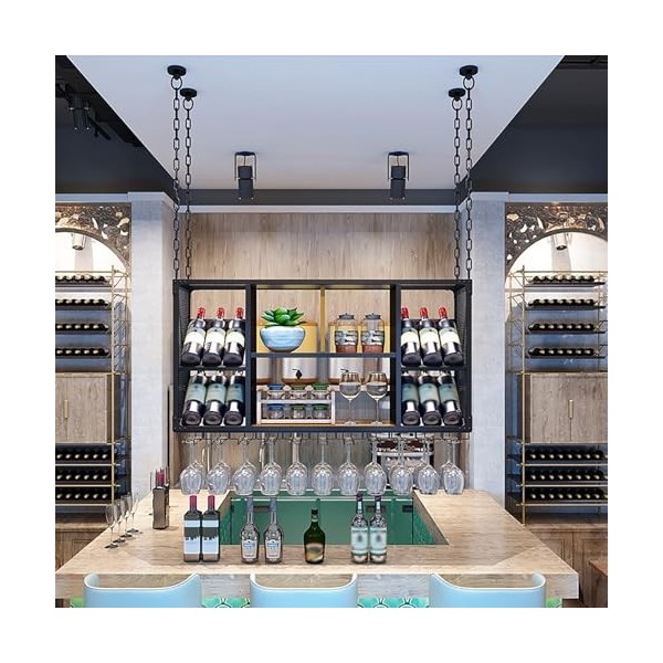 ELLiat Casier à vin Suspendu présentoir Support de Stockage de vin unité de Barre étagères flottantes casier à vin casier à v