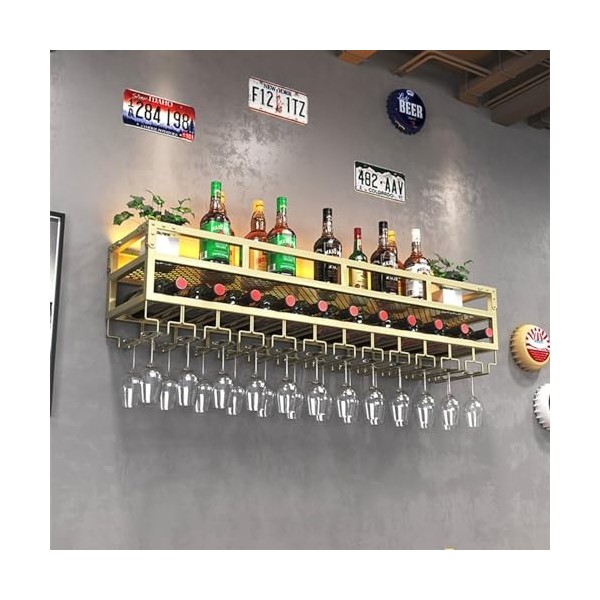 ATHUAH Casiers à vin muraux, casiers à vin en métal Modernes avec Support en Verre à Pied, Porte-Bouteille en Fer Multifoncti