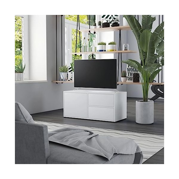 VEEKI Meuble TV, Meuble TV Suspendu, Meuble TV Industriel, Meuble TV Bois, Meuble Chambre, Convient pour Salon ou Chambre, Bl