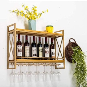 Casier à vin autoportant Armoires Porte-vin mural Casier à vin suspendu mural en métal massif stratifié en bois suspendu port