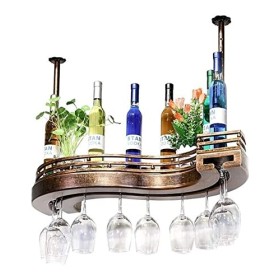 casier à vin Verres à pied en bois massif casier à verre suspendu à vin rouge, bar suspendu, casier à vin créatif à lenvers 