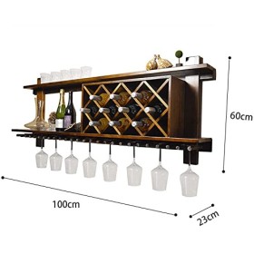 ELzEy Porte-Verre à vin à lenvers, casier à vin Mural en Bois Massif, Porte-Bouteille, capacité de Stockage, étagère de déco