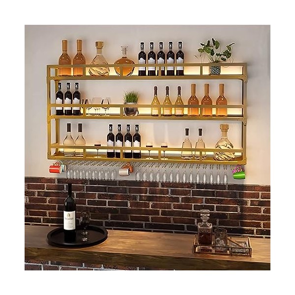 Casier à vin Mural en métal – Support élégant pour Bouteilles dalcool et de vin – Solution de Rangement idéale pour Bar, Cui
