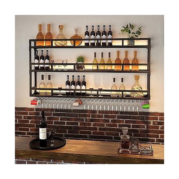 Casier à vin Mural en métal – Support élégant pour Bouteilles dalcool et de vin – Solution de Rangement idéale pour Bar, Cui