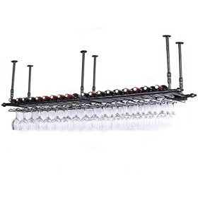 RatHozier Porte-Bouteille de vin Casier à vin Suspendu avec Support en Verre et étagère, casier à vin, casier à vin au Plafon