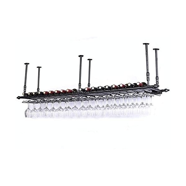 RatHozier Porte-Bouteille de vin Casier à vin Suspendu avec Support en Verre et étagère, casier à vin, casier à vin au Plafon