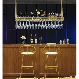 RatHozier Porte-bouteille de vin Étagère de plafond pour casier à vin, casier à vin suspendu, casier à verres à vin, cintre d