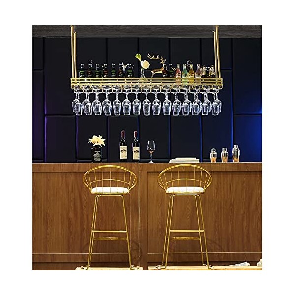 RatHozier Porte-bouteille de vin Étagère de plafond pour casier à vin, casier à vin suspendu, casier à verres à vin, cintre d