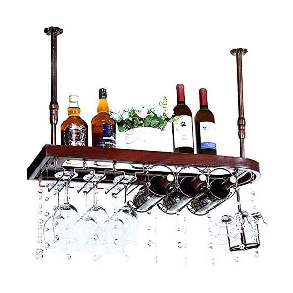 Huifa Porte-gobelet à Suspendre en Cristal, Porte-Verre à vin en Bois Massif à lenvers Porte-Vin à la Maison Porte-Vin Porte