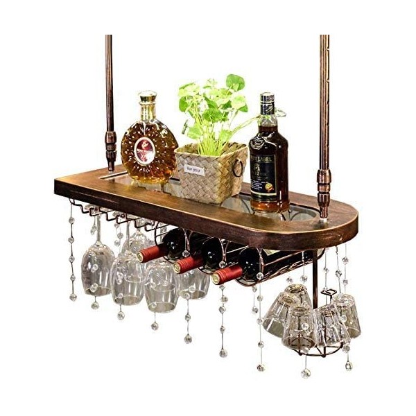 Huifa Porte-gobelet à Suspendre en Cristal, Porte-Verre à vin en Bois Massif à lenvers Porte-Vin à la Maison Porte-Vin Porte