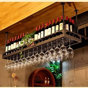 Casier à vin Suspendu en métal en Bronze, Support de Verre à vin Suspendu en Fer réglable en Hauteur de 30 à 60 cm, casier à 