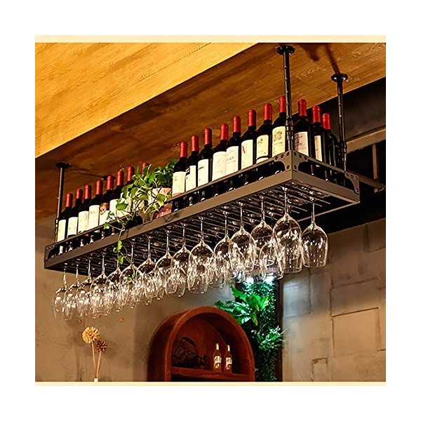 Casier à vin Suspendu en métal en Bronze, Support de Verre à vin Suspendu en Fer réglable en Hauteur de 30 à 60 cm, casier à 