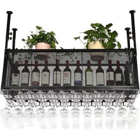 Casier à vin Mural – Support Suspendu pour Bar/Comptoir de Bar en Fer forgé à Hauteur réglable, Refroidisseur à vin, Peut acc