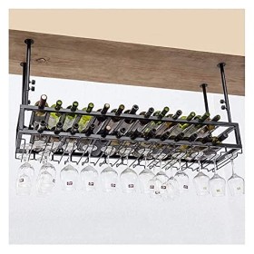 Casier à vin Suspendu avec Porte-Verre et étagère, Porte-Verre à vin, Bar à lenvers, casier à vin en Fer forgé, Armoire à vi