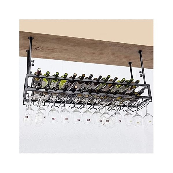 Casier à vin Suspendu avec Porte-Verre et étagère, Porte-Verre à vin, Bar à lenvers, casier à vin en Fer forgé, Armoire à vi