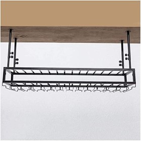 Casier à vin Suspendu avec Porte-Verre et étagère, Porte-Verre à vin, Bar à lenvers, casier à vin en Fer forgé, Armoire à vi