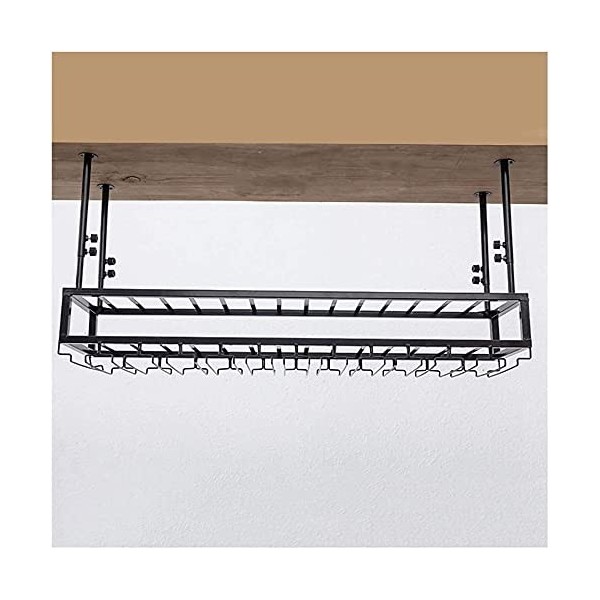 Casier à vin Suspendu avec Porte-Verre et étagère, Porte-Verre à vin, Bar à lenvers, casier à vin en Fer forgé, Armoire à vi