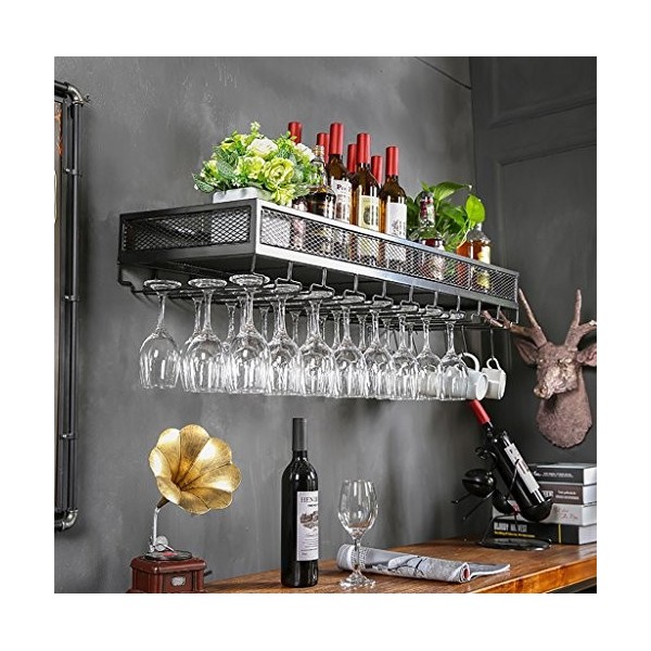 NufiyA casier à vin Casier à vin en métal/Porte-gobelet à vin Rouge Suspendu/Porte-Verre Suspendu à lenvers/Bar à la Maison 