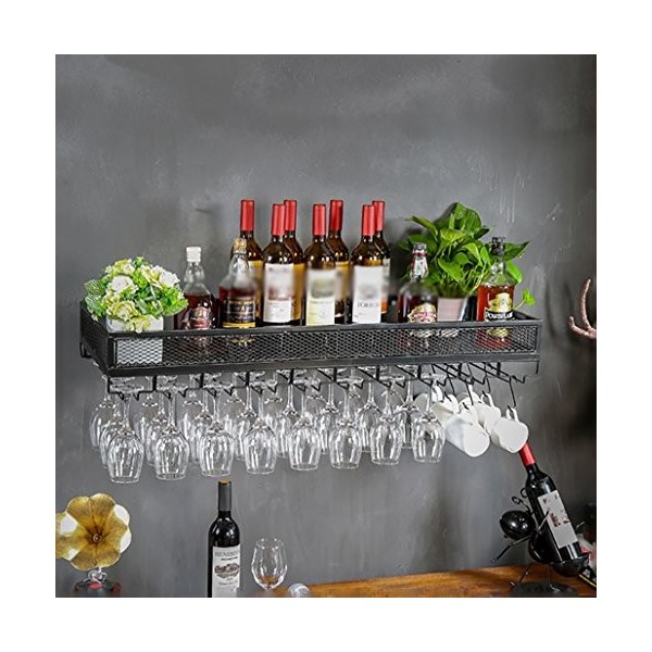 NufiyA Casier à vin en métal Casier à vin/Porte-Verre à lenvers Suspendu Porte-gobelet créatif Continental Tenture Murale Ca