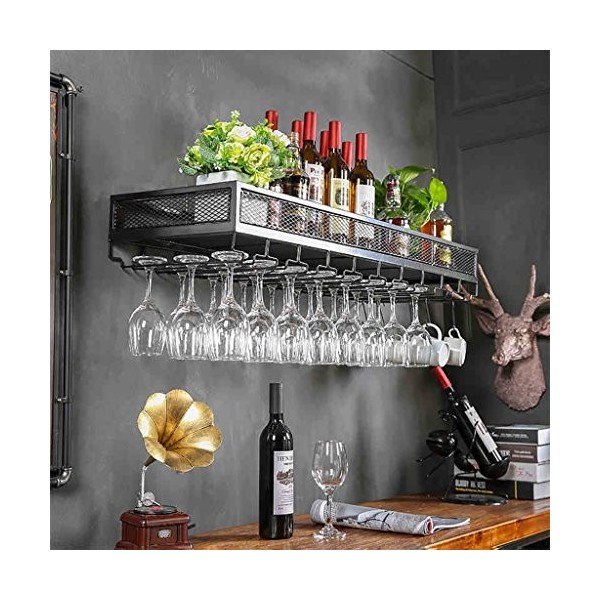 NufiyA Casier à vin en métal Casier à vin/Porte-Verre à lenvers Suspendu Porte-gobelet créatif Continental Tenture Murale Ca