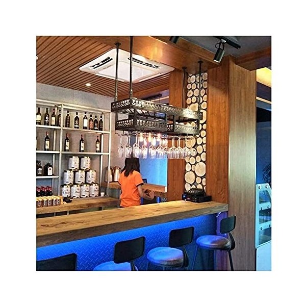 Casier à vin suspendu avec support en verre et étagère, support créatif pour verres à vin, présentoir à lenvers, casier à vi