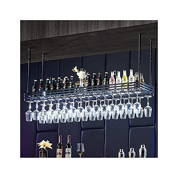 Casier à vin suspendu avec support en verre et étagère, support à verres à vin, décoration de la maison à lenvers, étagère d