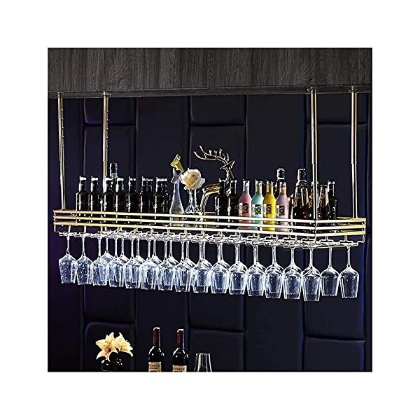 Casier à vin suspendu avec support en verre et étagère, support à verres à vin, décoration de la maison à lenvers, étagère d