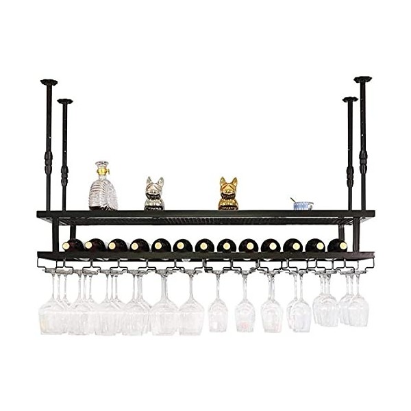 Casier à vin Suspendu avec Support en Verre et étagère, casier à Verres à vin européen, casier à lenvers, casier à Verres à 