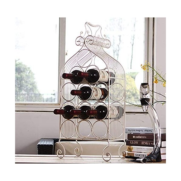 Casier à vin Dessus de Table en Fer Forgé Noir/Blanc Peut Placer 12 Bouteilles de Vin Rouge Exquis Belle Facile Décontracté S