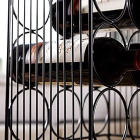 Casier à vin Dessus de Table en Fer Forgé Noir/Blanc Peut Placer 12 Bouteilles de Vin Rouge Exquis Belle Facile Décontracté S