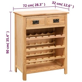 TECHPO Armoire à vin en chêne massif 72 x 32 x 90 cm