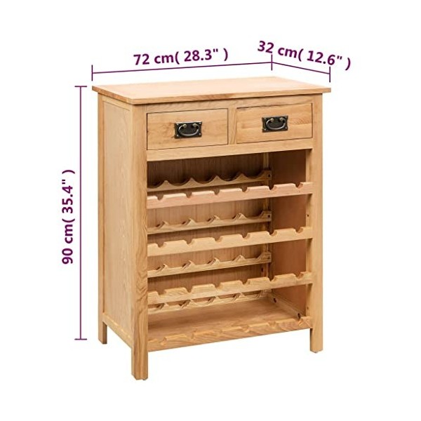 TECHPO Armoire à vin en chêne massif 72 x 32 x 90 cm