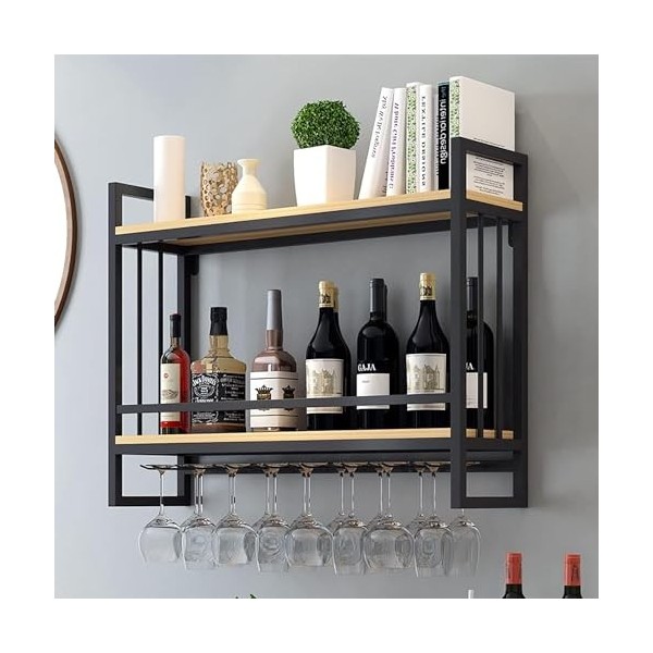 Casier à vin Porte-verre à verres à pied pour bouteille de vin, casier à vin suspendu casier à vin, support de verre à vin ru