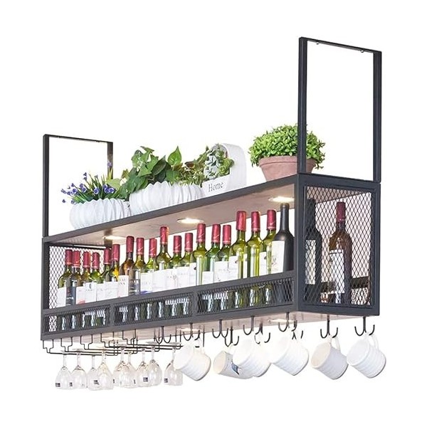 ZERAPH Casiers à vin autoportants Armoires Porte-vin Mural Mur de casier à vin |Casier à vin Suspendu au Plafond en Bois |Por