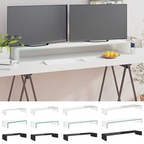 vidaXL Meuble TV de Salon Support pour Moniteur 100 x 30 x 13 cm Verre Noir