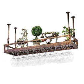 GttuiT Casier à vin Mural Porte-Vin Suspendu Loft Bar À lenvers Étagère À Verres À Vin Gobelet Rack Maison Couleur: Bronze,