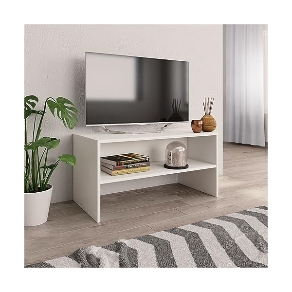 BaraSh Meuble TV Blanc 80 x 40 x 40 cm Aggloméré,Meuble TV,Table TV,Ensemble Meuble TV