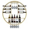 Casier à vin rond en métal, support mural pour bouteilles de vin, support pour verres à vin suspendu, étagère de rangement po