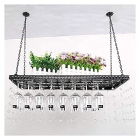 Umaxa Casier à vin Suspendu avec Support en Verre et étagère, casier à vin Suspendu à lenvers, casier à vin, Fer à Suspendre