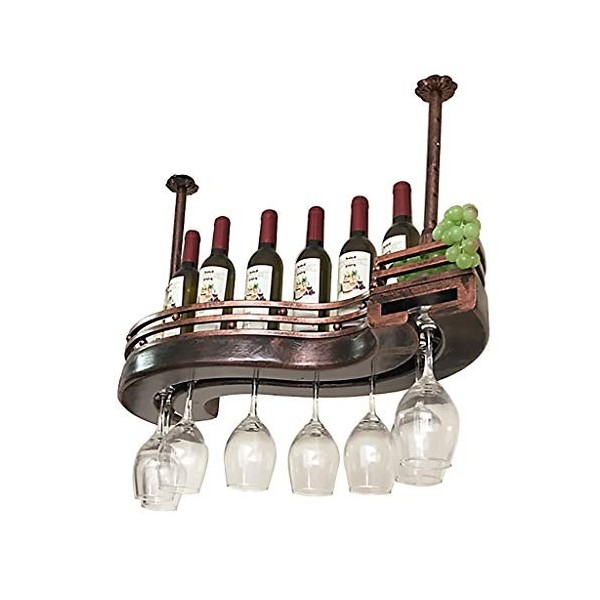 KARFRI Casier à vin Suspendu en Forme de S avec clôture Hauteur de flèche réglable Verre à vin Domestique à lenvers casier à