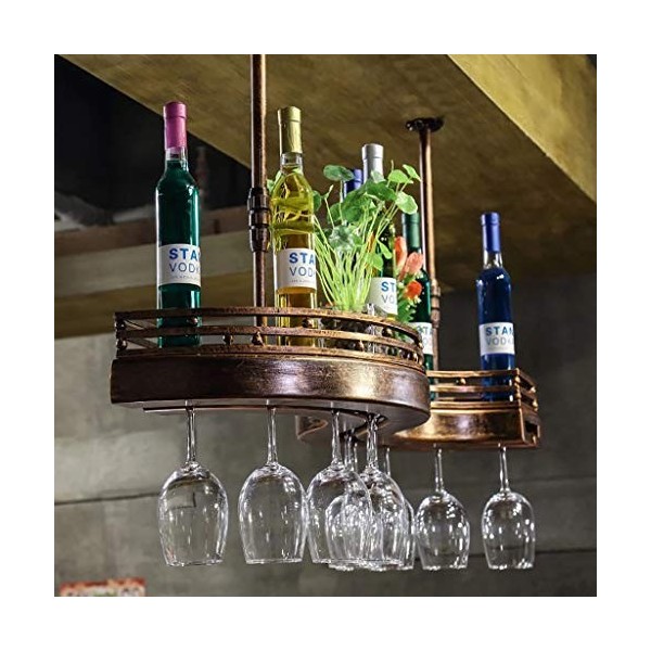 KARFRI Casier à vin Suspendu en Forme de S avec clôture Hauteur de flèche réglable Verre à vin Domestique à lenvers casier à