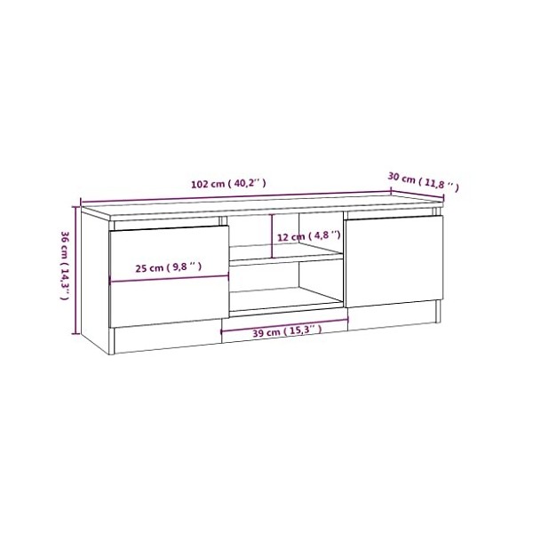 Higsose Meuble TV Salon avec Porte Noir 102x30x36 cm Bois dingénierie Design Tendance Armoire Multimédia Grand Espace de Ran