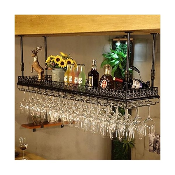 NufiyA casier à vin Casier à vin en métal/Porte-gobelet à vin Rouge Suspendu/Porte-Verre Suspendu à lenvers/Bar à la Maison 