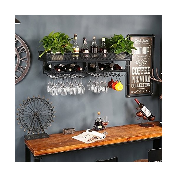 NufiyA casier à vin Casier à vin en métal/Porte-gobelet à vin Rouge Suspendu/Porte-Verre Suspendu à lenvers/Bar à la Maison 