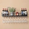 Casier à vin Porte-bouteille et verre, casier à vin mural en métal, casier à vin pour mur, casier à vin suspendu avec étagère