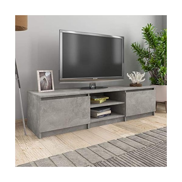 ARKEM Meuble TV Gris béton 140x40x35,5 cm Aggloméré,Table TV,Meuble TV,Ensemble Meuble TV
